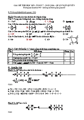 Giải đề thi học kì 1- Toán 7 - 2015- 2016 - Quận Ngô Quyền